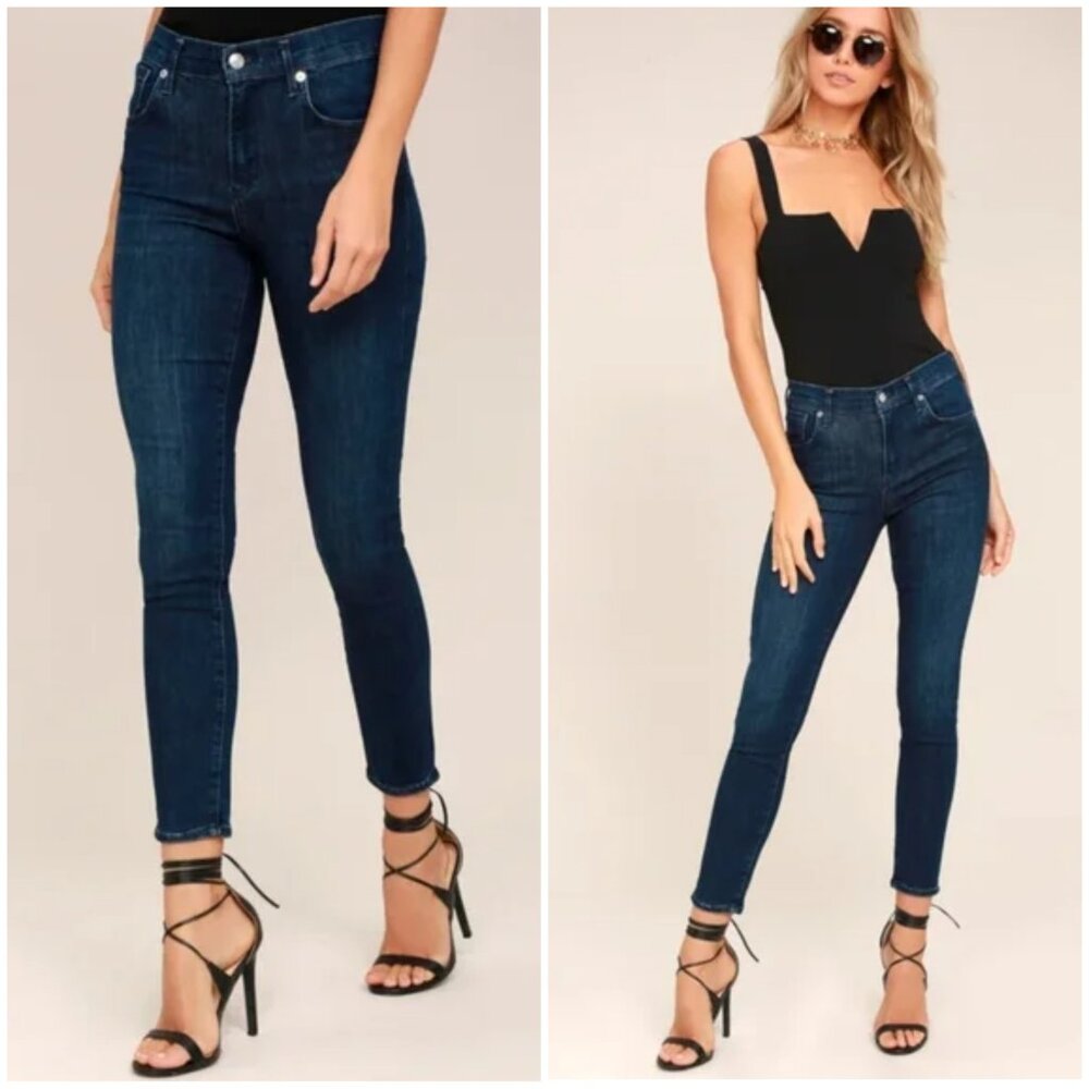 AGOLDE Sophie Jeans Mid Rise Crop Skinny Blue Dark Wash size 28 Stretch Casual